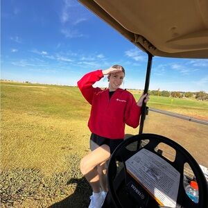 Champion Bright Red Quarter-Zip Windbreaker -